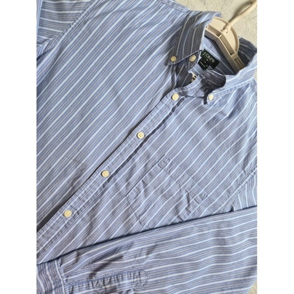 J.Crew Button Down Shirt Mens Small Blue Striped Cotton Acedemia Preppy Coastal